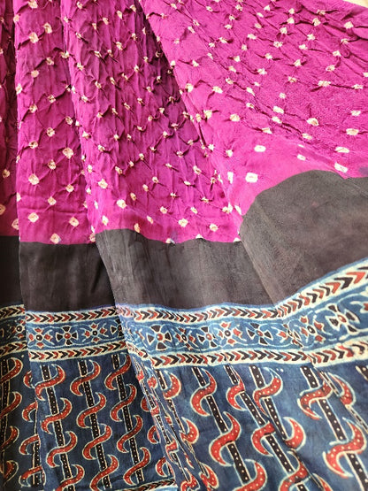 bandhani dupatta ajralkh bandhani bandhej silkdupatta bandhej dupatta ajrakh dupatta purple dupatta