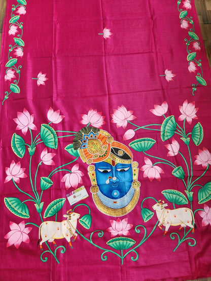 sreenathji saree pichwai saree wedding shopping sarees Pink saree