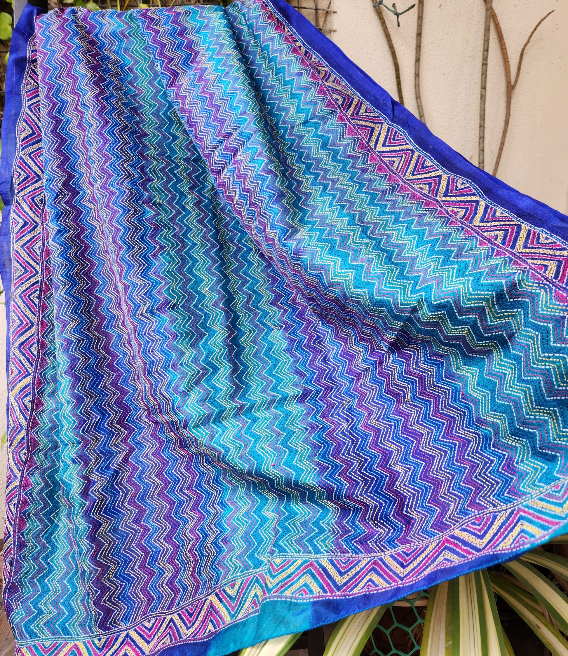 blue kantha dupatta dupattas wedding shopping