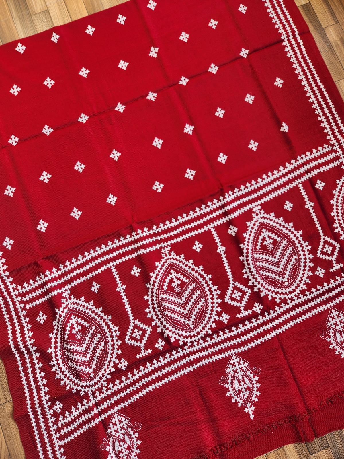 kutchwork woolen shawls handmade gifts Indian gifts handembroidery winterwear Red wedding shopping