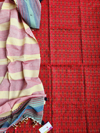 Ikat kurti piece bhujodi handloom SICO Officewear gift ideas handmade handloom office wear dress material Red 