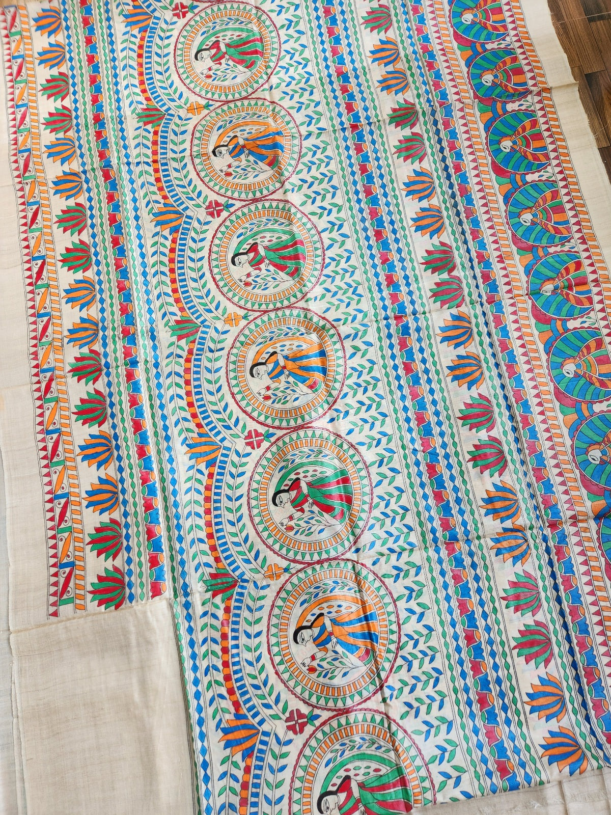 MADHUBANI HANDPAINTED SAREE - KRISHNA LEELA