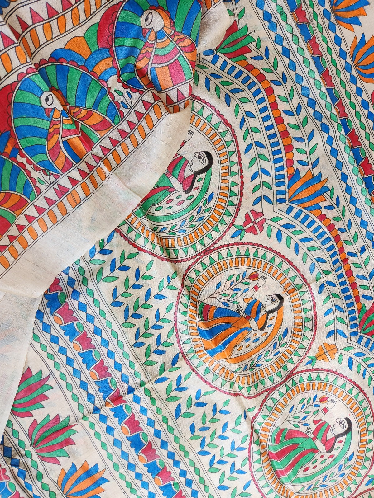 MADHUBANI HANDPAINTED SAREE - KRISHNA LEELA