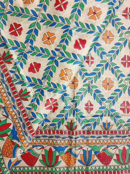 MADHUBANI HANDPAINTED SAREE - BASANT