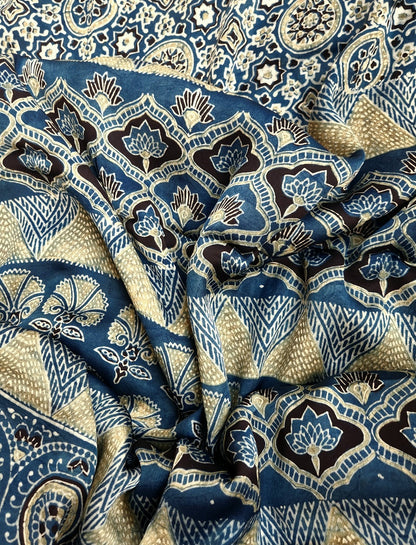 ajrakhsaree sarees ajrakh modal silk officewear blue saree