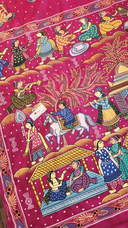 PATTACHITRA HANDPAINTED SAREE - DULHAN