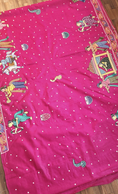 PATTACHITRA HANDPAINTED SAREE - DULHAN