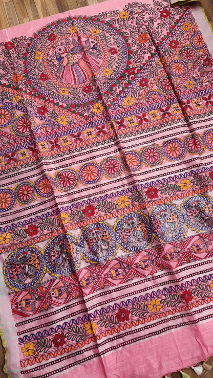 MADHUBANI LINEN SAREE