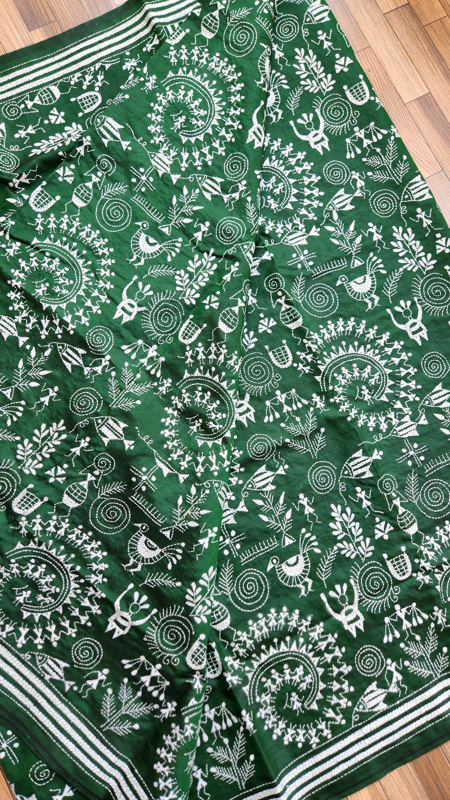 kantha saree sareesonline designersaree sarees kanthaonline green saree mehndi look