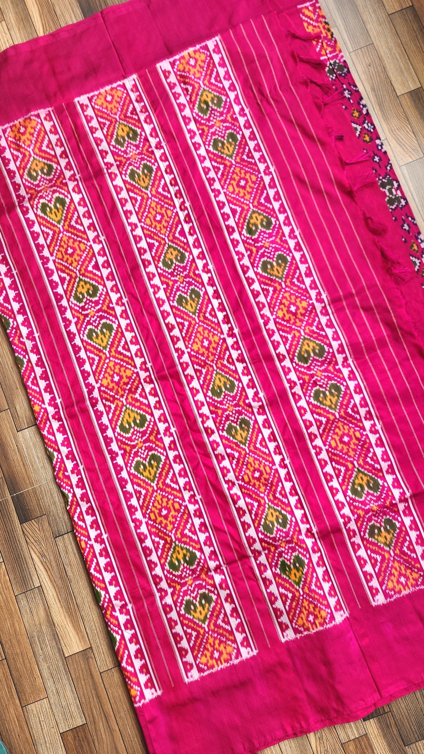 Ikat saree patola saree pink saree magenta wedding saree