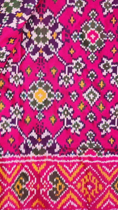 Ikat saree patola saree pink saree magenta wedding saree