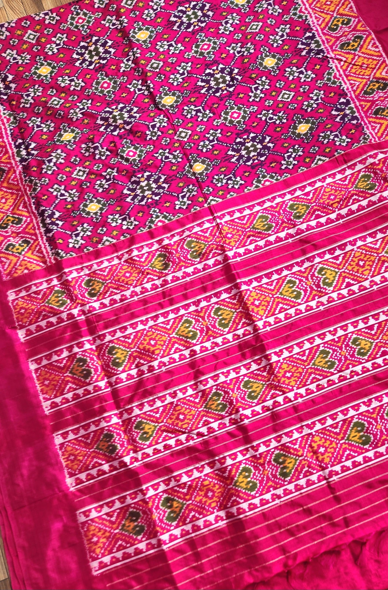 Ikat saree patola saree pink saree magenta wedding saree