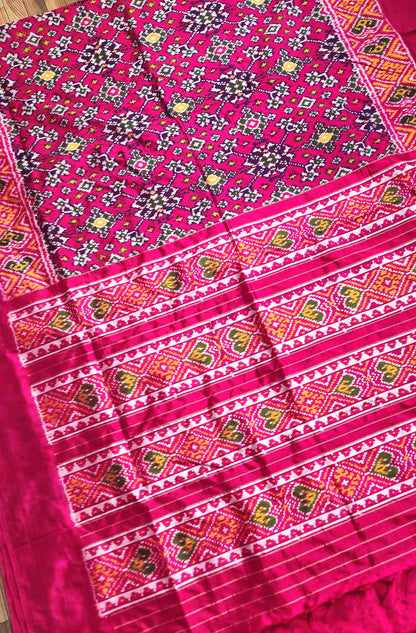 Ikat saree patola saree pink saree magenta wedding saree
