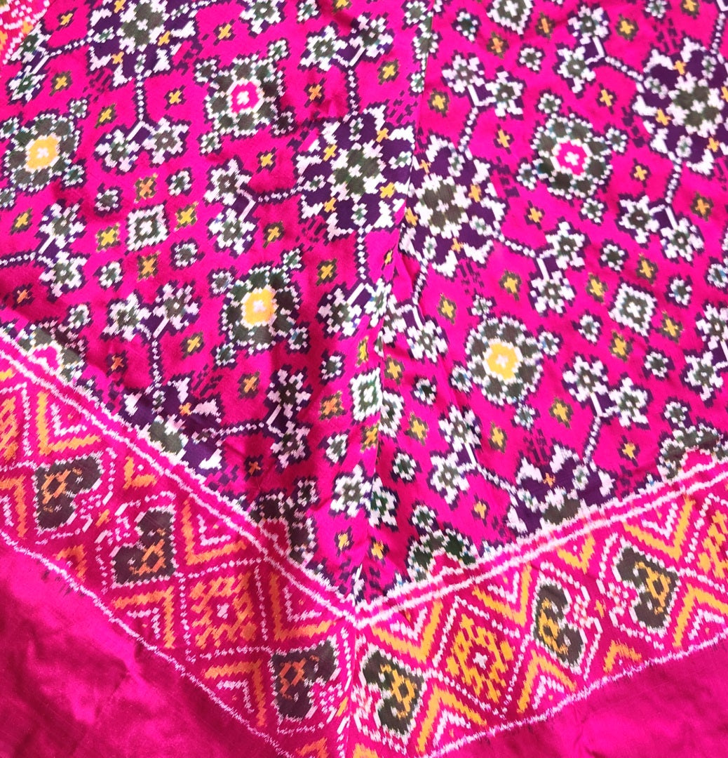 Ikat saree patola saree pink saree magenta wedding saree