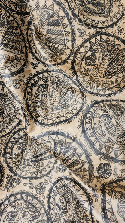 MADHUBANI SILK DUPATTA - Mor