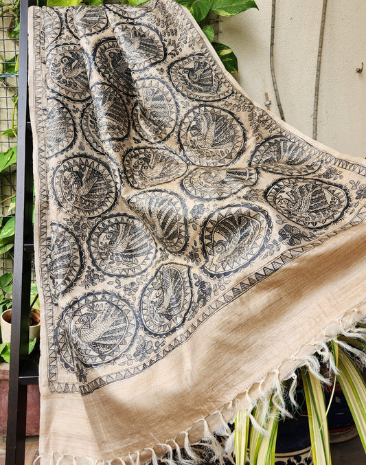 MADHUBANI SILK DUPATTA - Mor