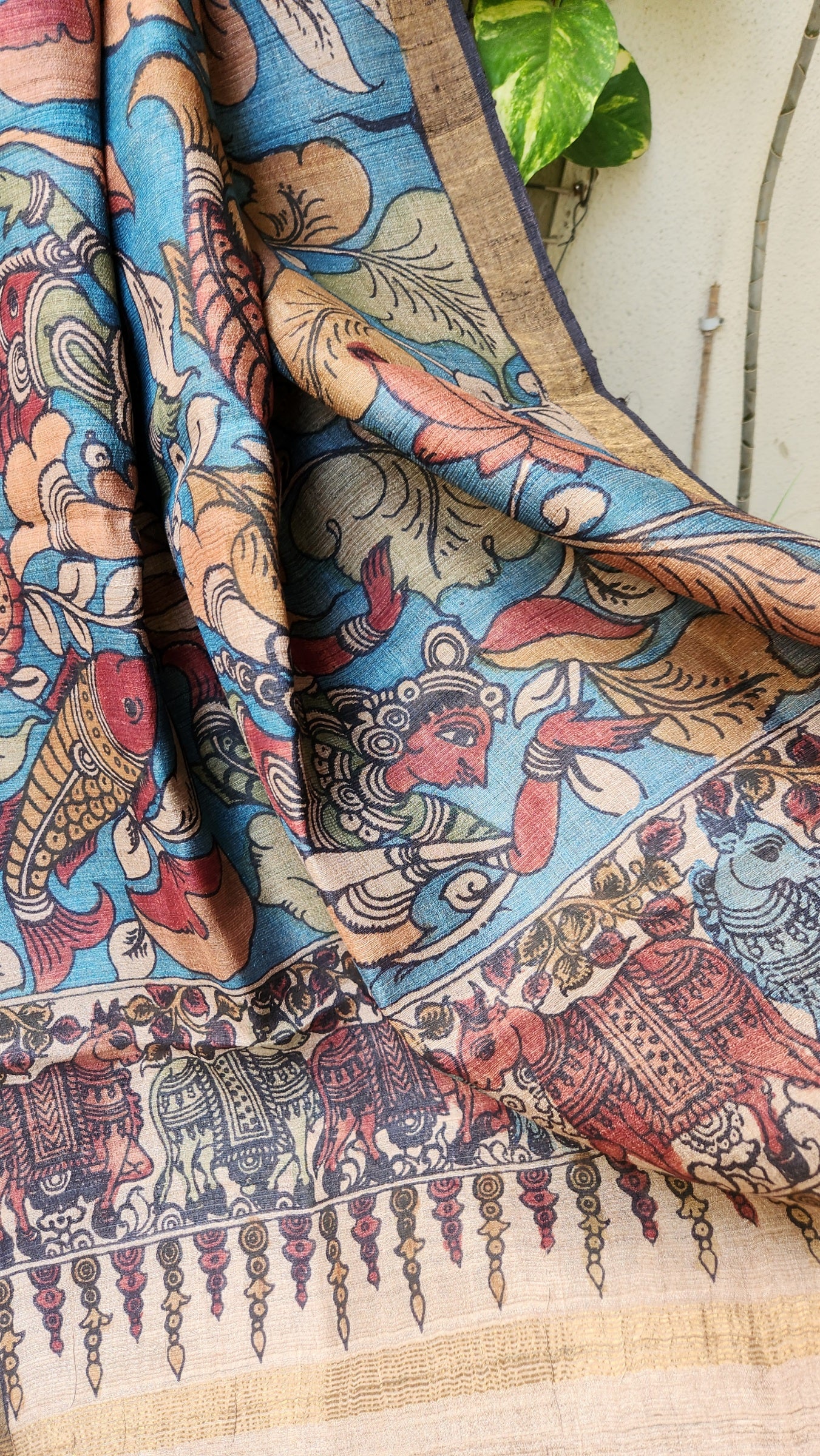 KALAMKARI SILK DUPATTA - Jal Pari