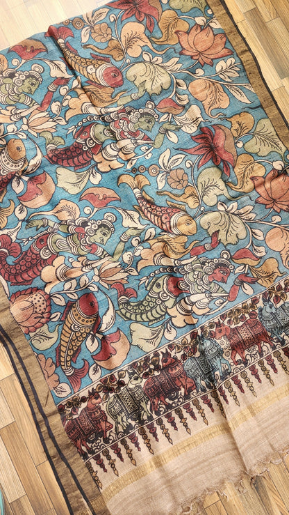 KALAMKARI SILK DUPATTA - Jal Pari