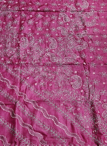 CHIKANKARI TUSSAR SILK SAREE