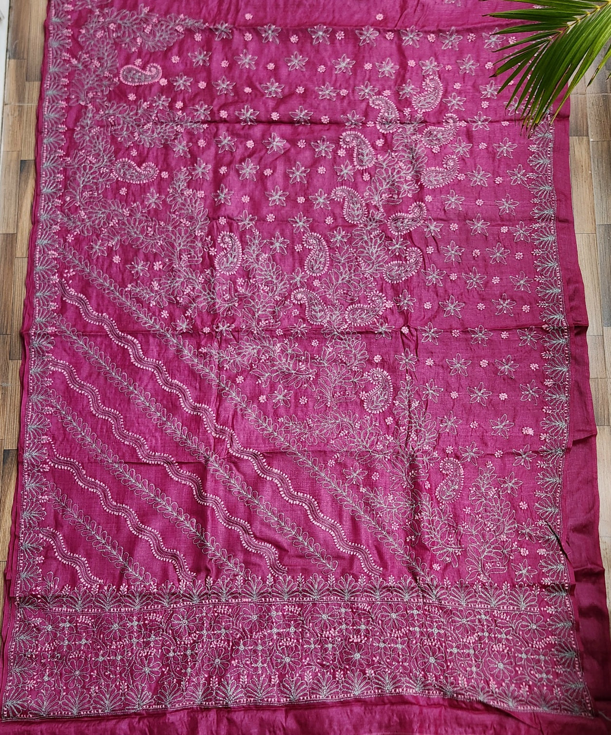 CHIKANKARI TUSSAR SILK SAREE