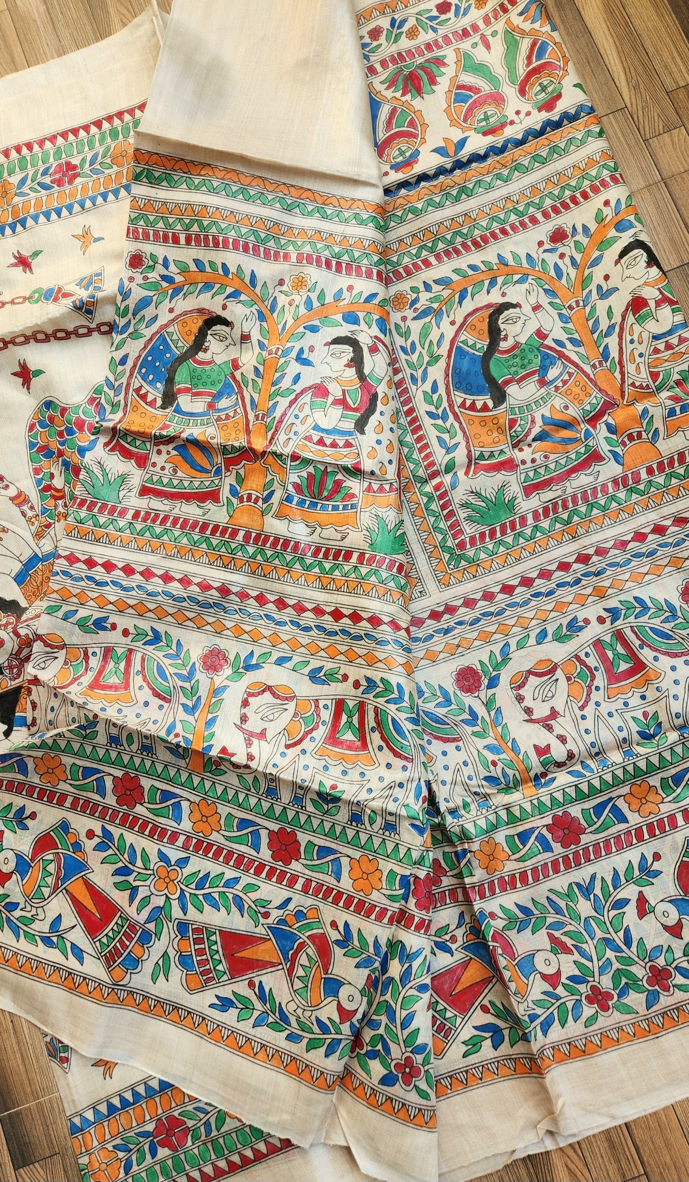 MADHUBANI HANDPAINTED SAREE - DURGA