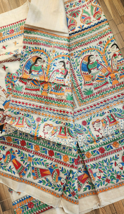 MADHUBANI HANDPAINTED SAREE - DURGA