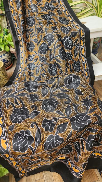 BLACK GOLD KANTHA DUPATTA