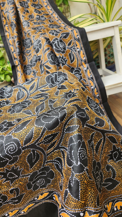 BLACK GOLD KANTHA DUPATTA