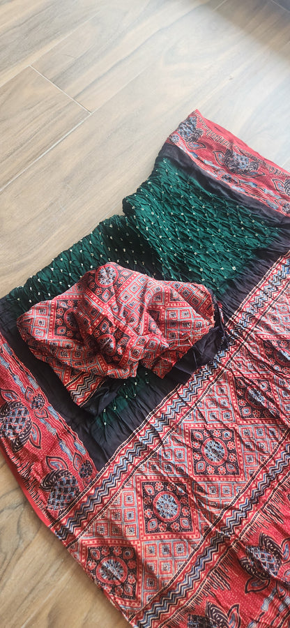 AJRAKH BANDHANI SILK SAREE