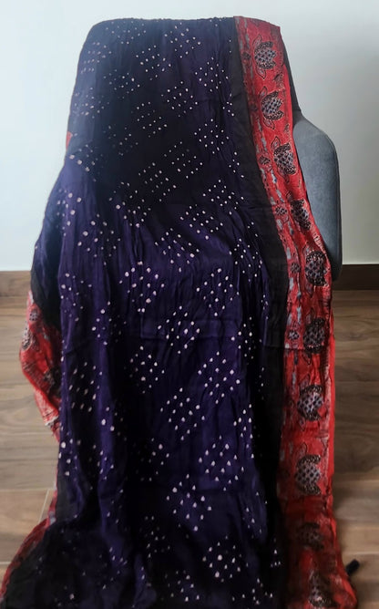 AJRAKH BANDHANI SILK SAREE
