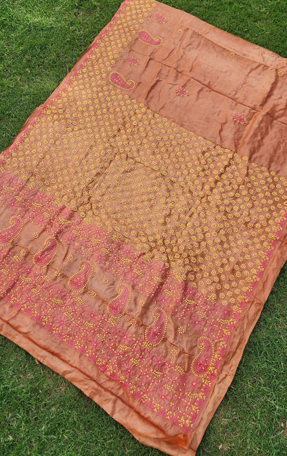 CHIKANKARI TUSSAR SILK SAREE