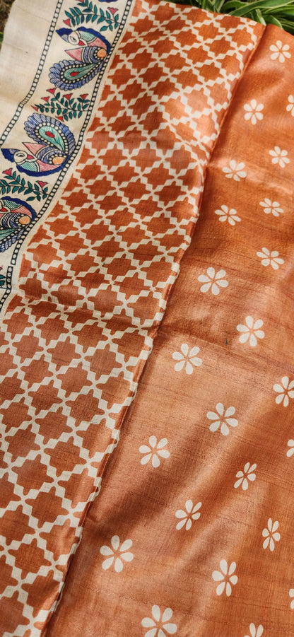 MADHUBANI HANDPAINTED SAREE - SAAWAN
