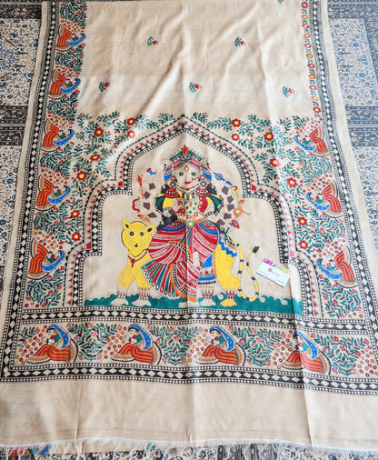 MADHUBANI HANDPAINTED SAREE - MA DURGA