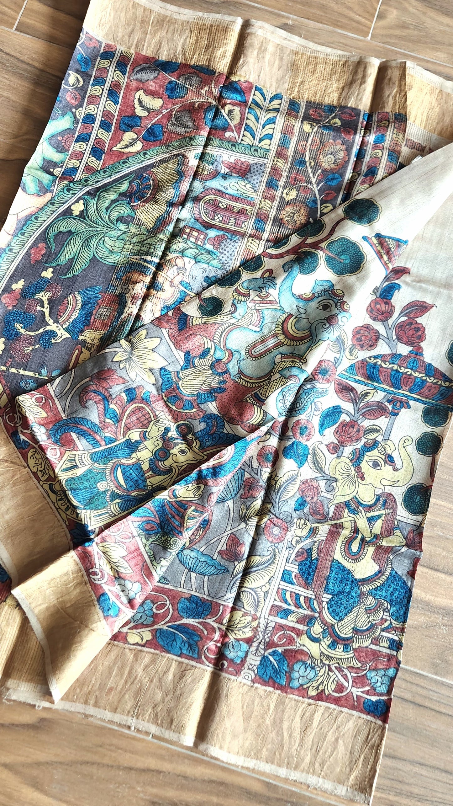 KALAMKARI SILK SAREE - GANESHA