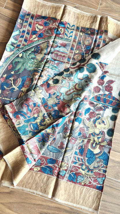 KALAMKARI SILK SAREE - GANESHA