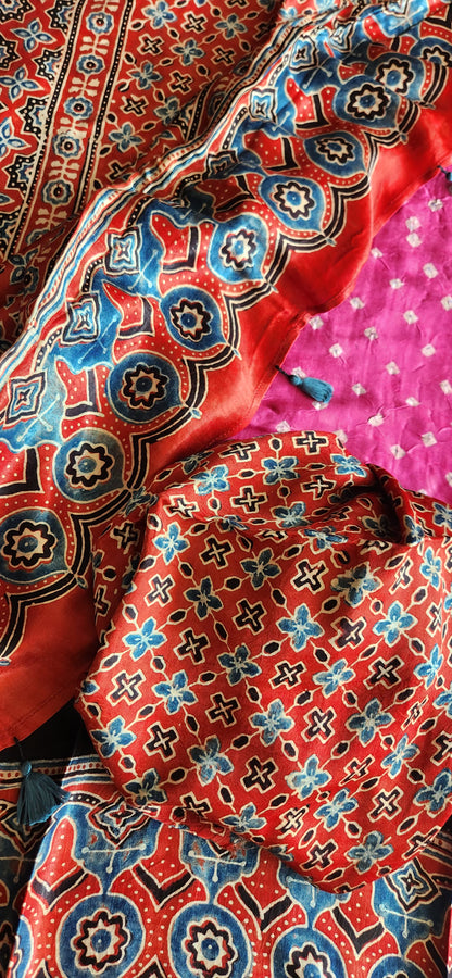 AJRAKH BANDHANI SILK SAREE