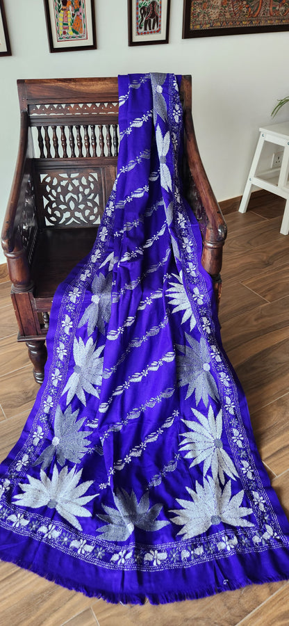 BLUE LOTUS WOOLEN SHAWL