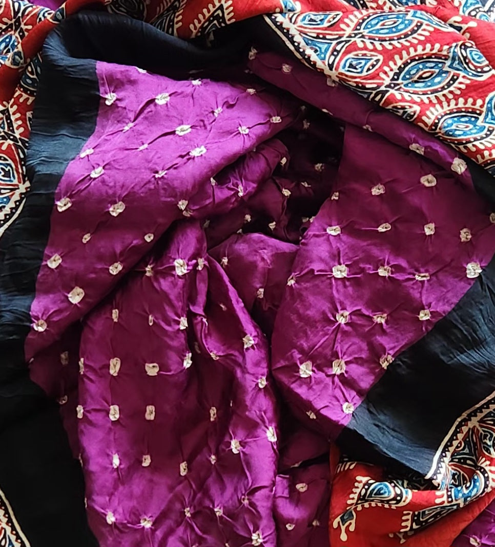 AJRAKH BANDHANI SILK SAREE