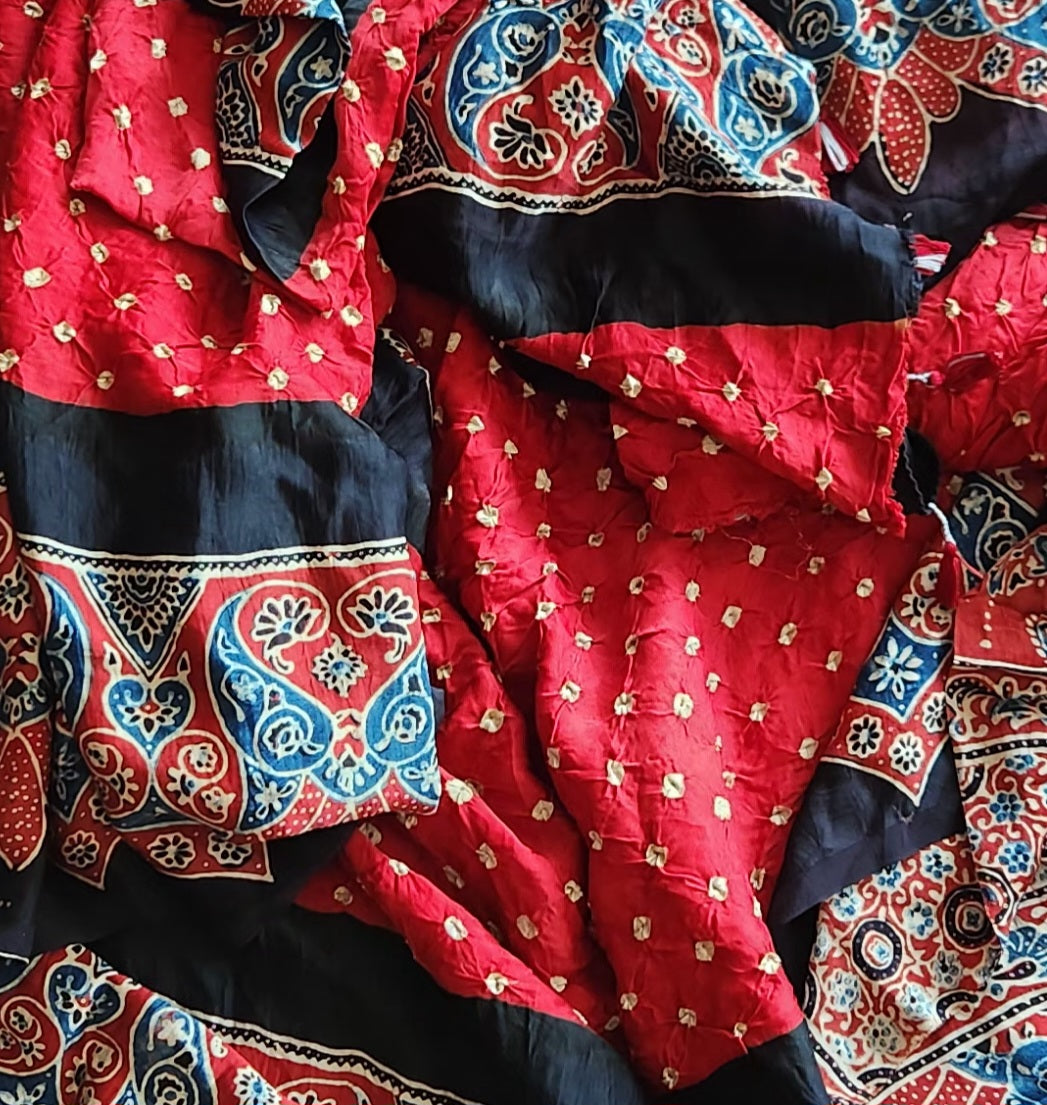 AJRAKH BANDHANI SILK SAREE