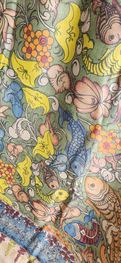 KALAMKARI SILK DUPATTA - Matsaya