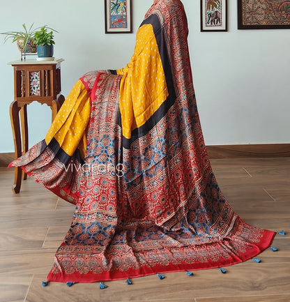 AJRAKH BANDHANI SILK SAREE