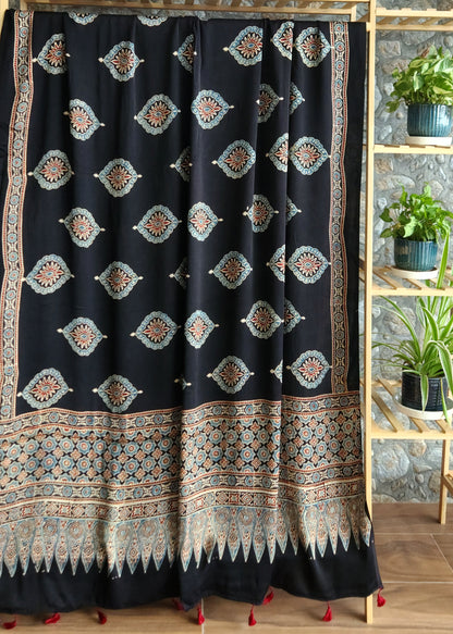 Ajrakh dupatta officewear dupatta silk dupatta Indian gifts black dupatta gifts for her modal silk