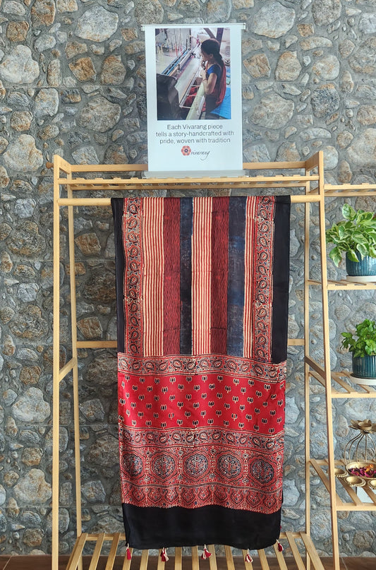 Ajrakh stole officewear dupatta Indian gifts handmade gifts