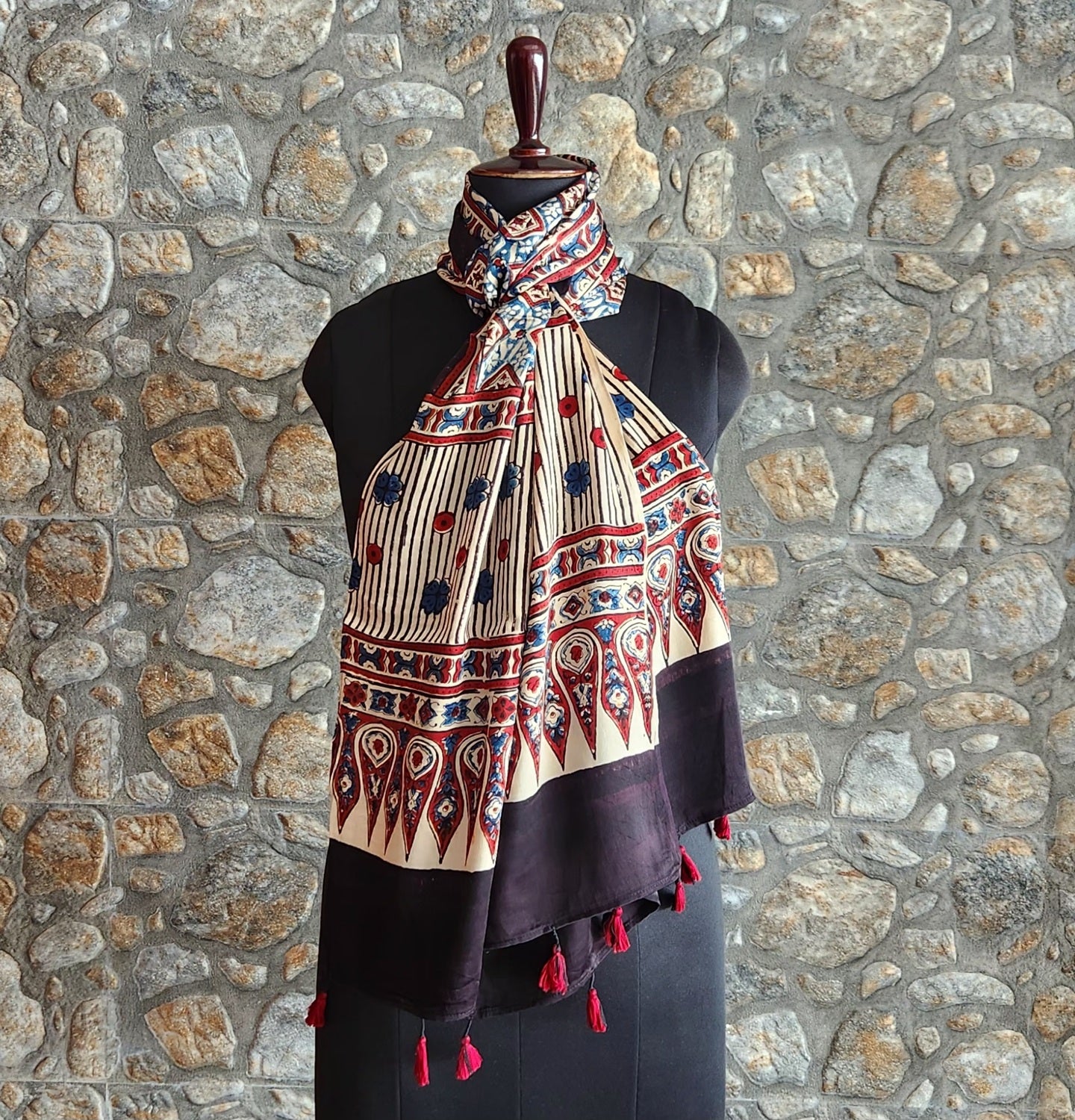 Ajrakh stole silk stole scarves coprorate gifts Indian gifts handmade gift red stole dupatta for office