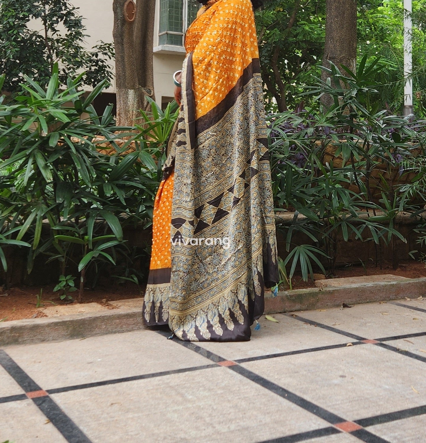 AJRAKH BANDHANI SILK SAREE