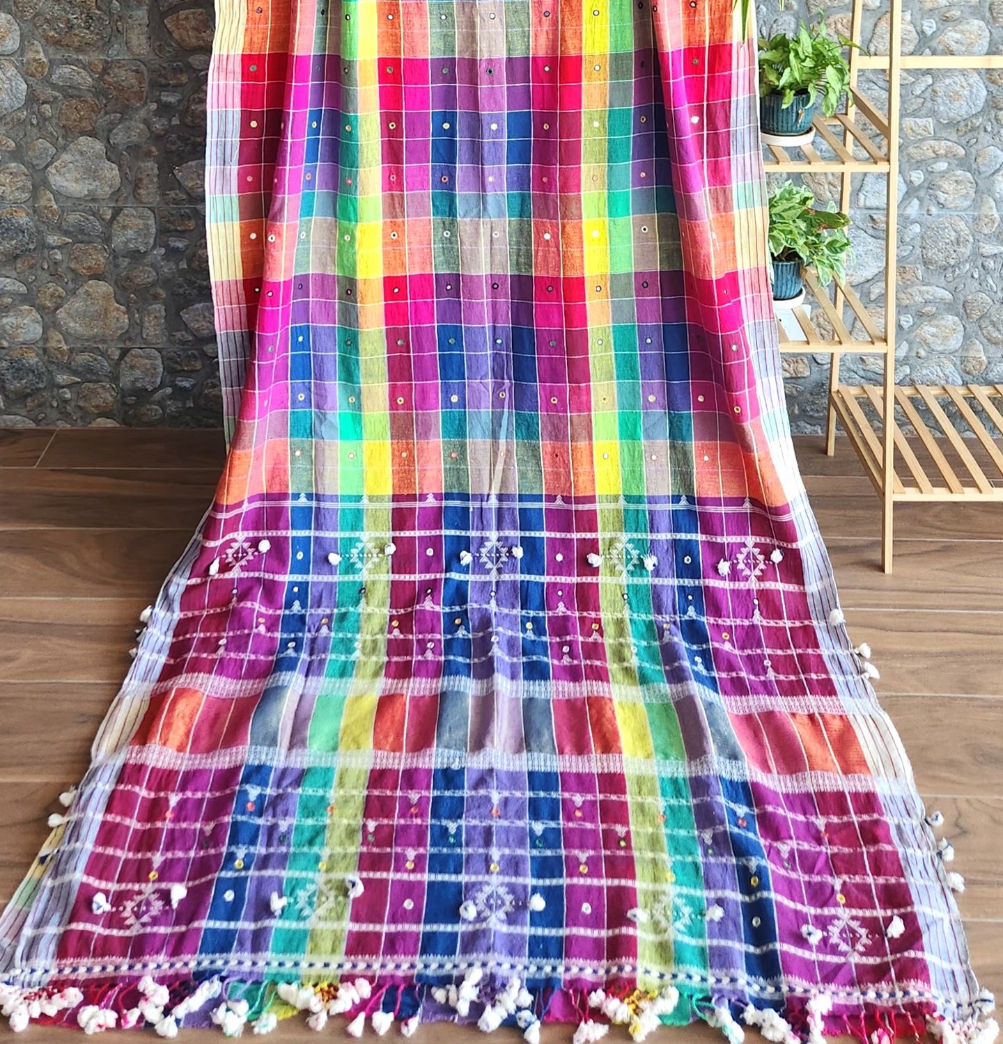 Bhujodi saree cotton saree colorful saree rainbow colors rainbow bhujodi Indian gifts saree for gifting
