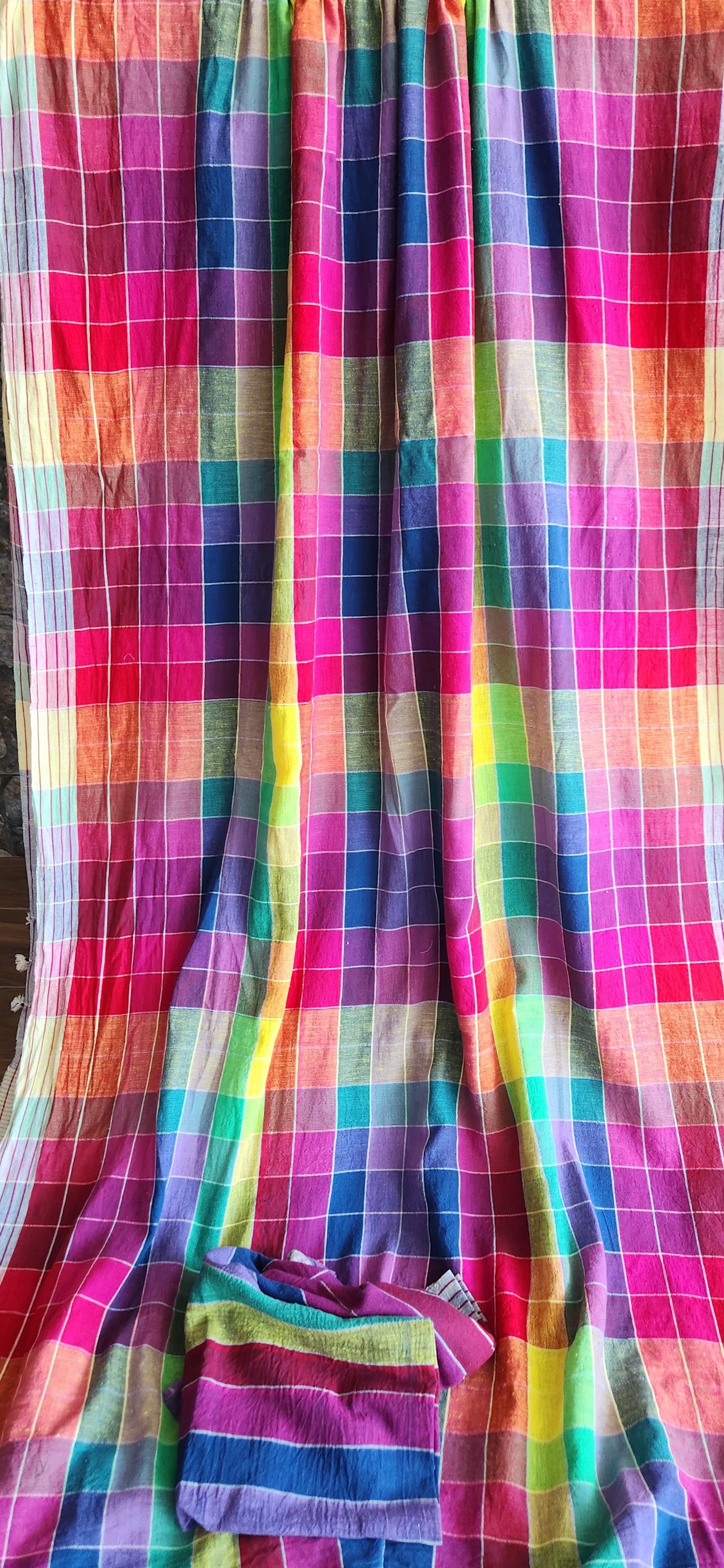 Bhujodi saree cotton saree colorful saree rainbow colors rainbow bhujodi Indian gifts saree for gifting