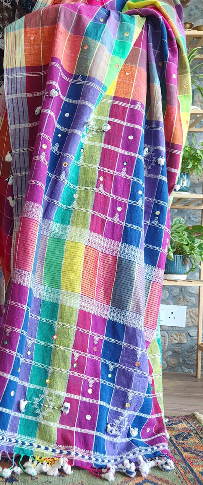 Bhujodi saree cotton saree colorful saree rainbow colors rainbow bhujodi Indian gifts saree for gifting