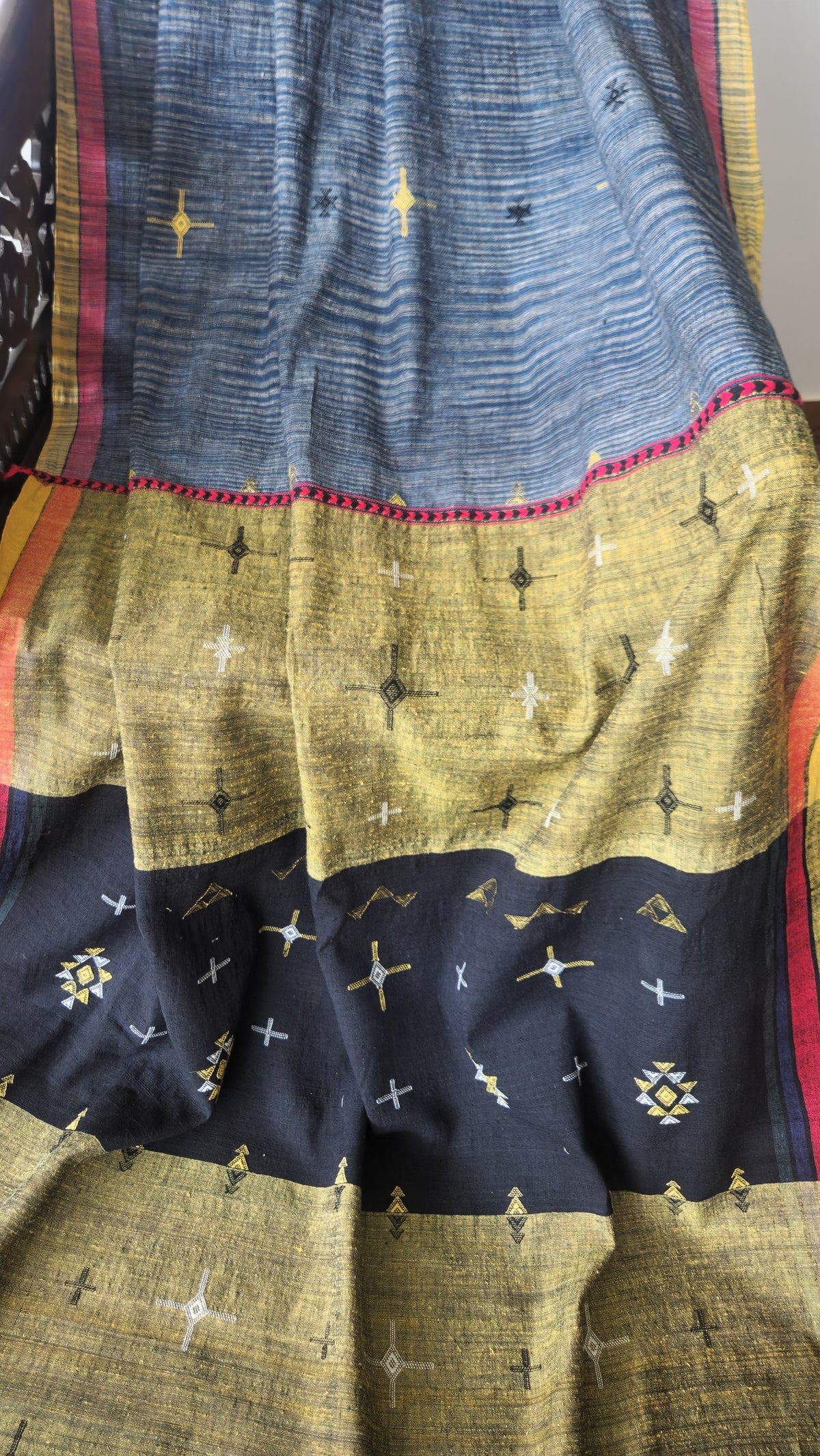 BHujodi saree kala cotton saree handloom saree Indian gifts handmade saree okhai