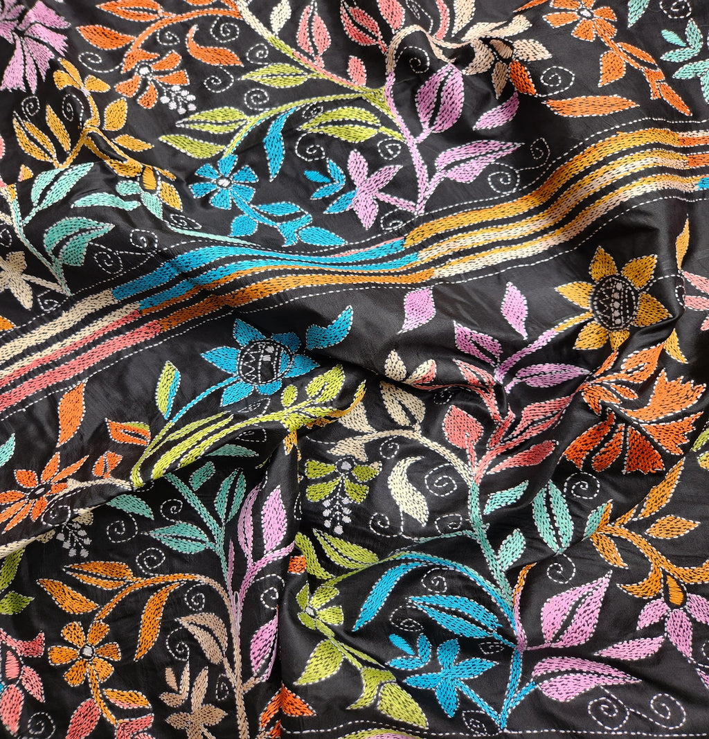 FLORAL KANTHA SAREE